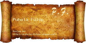 Puhola Fülöp névjegykártya
